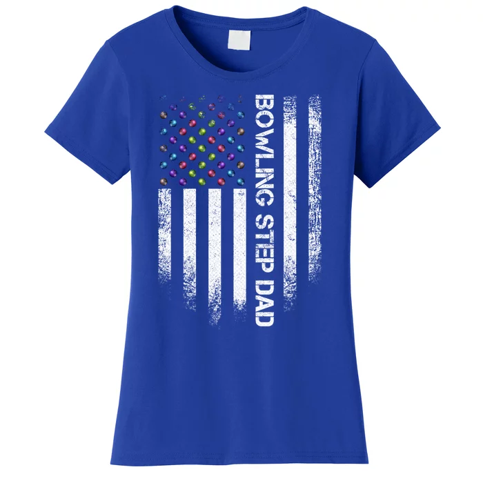 Vintage Usa American Flag Proud Bowling Step Dad Bowler Gift Funny Gift Women's T-Shirt