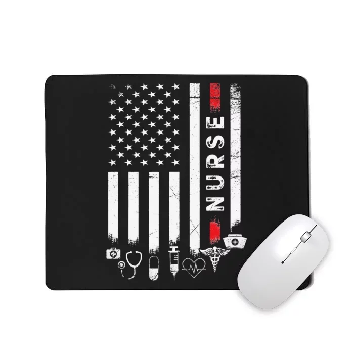 Vintage USA American Flag VA Nurse Patriotic Funny Nurse Day Mousepad