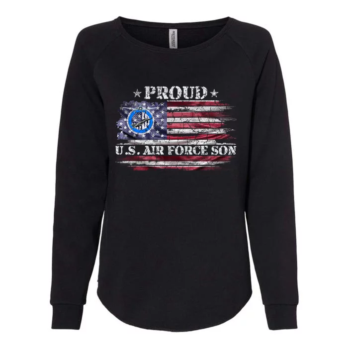 Vintage Usa American Flag Proud Air Force Veteran Son Funny Gift Womens California Wash Sweatshirt