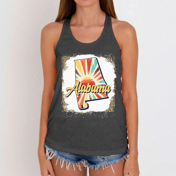 Vintage Usa Alabama State Map Flag Souvenir Women's Knotted Racerback Tank