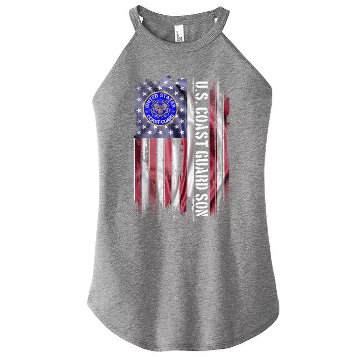 Vintage Usa American Flag Proud Us Coast Guard Veteran Son Cute Gift Women’s Perfect Tri Rocker Tank