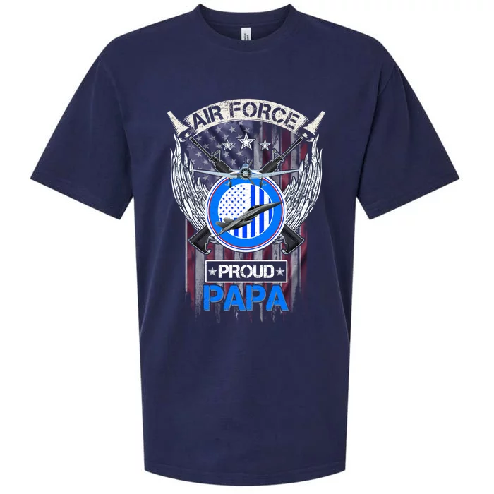 Vintage Usa American Flag Us Air Force Proud Veteran Papa Gift Sueded Cloud Jersey T-Shirt