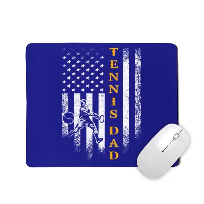 Vintage Usa American Flag Proud Tennis Dad Silhouette Funny Gift Mousepad