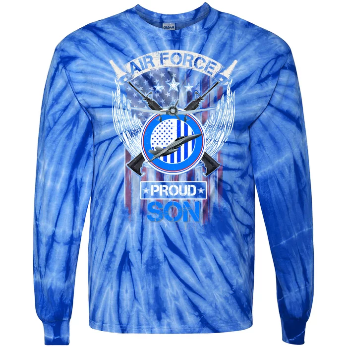 Vintage Usa American Flag Us Air Force Proud Veteran Son Funny Gift Tie-Dye Long Sleeve Shirt