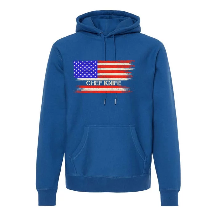 Vintage Usa American Flag Chef Funny Kitchen Knives Cooking Great Gift Premium Hoodie