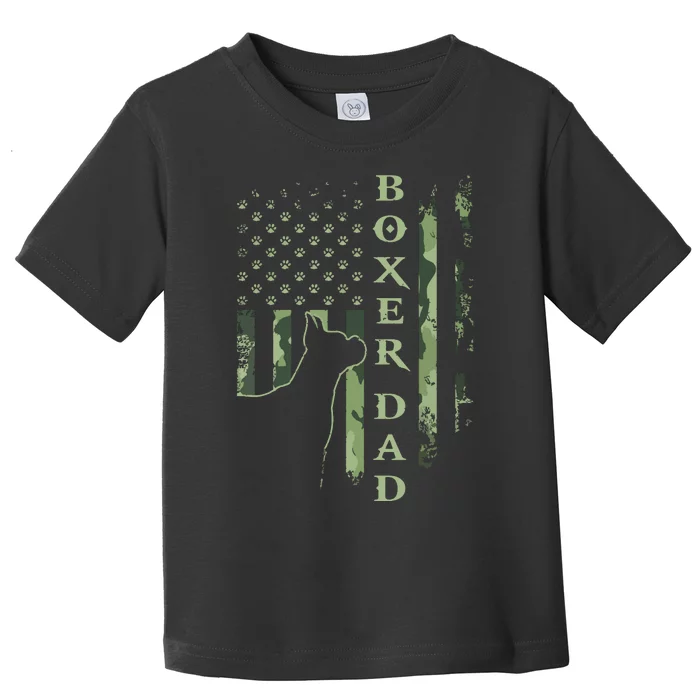 Vintage USA American Camo Flag Proud Boxer Dad Silhouette Toddler T-Shirt