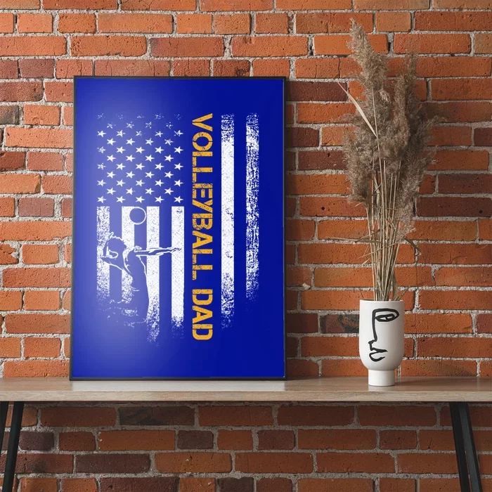 Vintage Usa American Flag Proud Volleyball Dad Silhouette Gift Poster