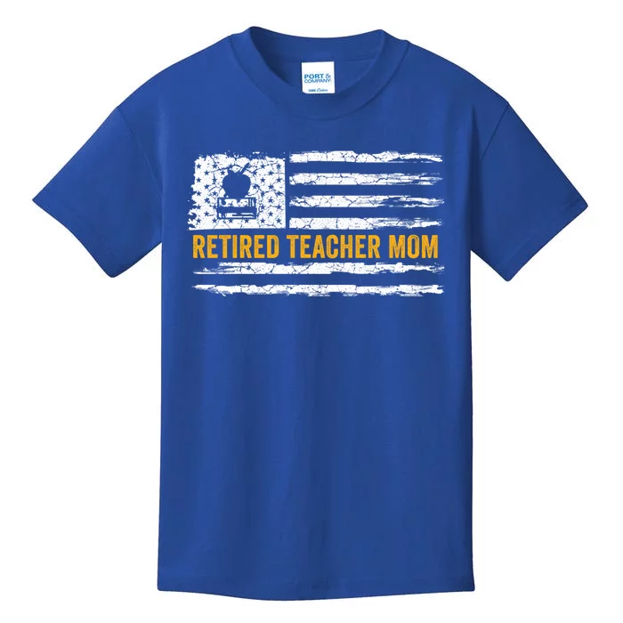 Vintage Usa American Flag Retired Teacher Mom Retiret Meaningful Gift Kids T-Shirt