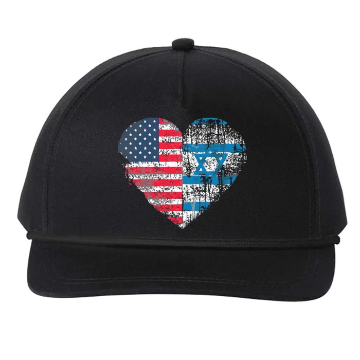 Vintage USA And israel Flag Jewish Star of David Israel Snapback Five-Panel Rope Hat