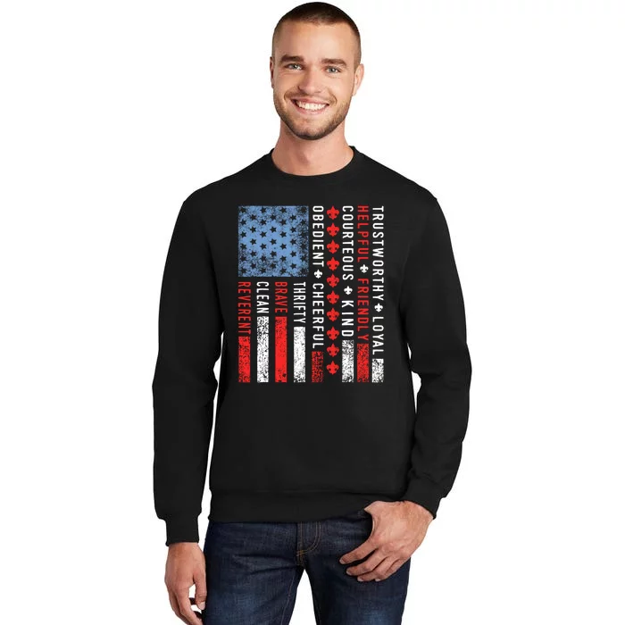 Vintage US America Flag Scouting Scout Law Sweatshirt