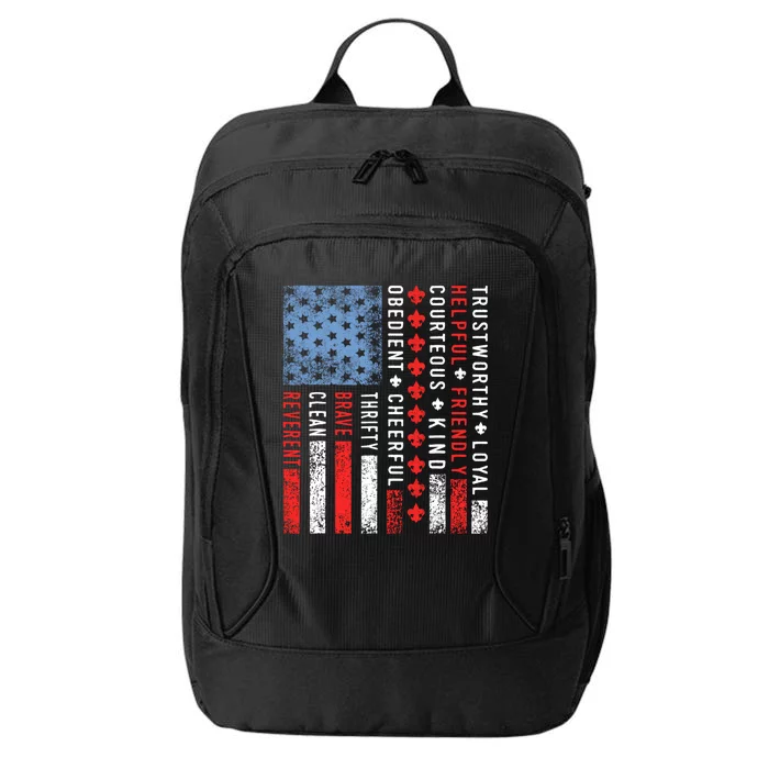 Vintage US America Flag Scouting Scout Law City Backpack