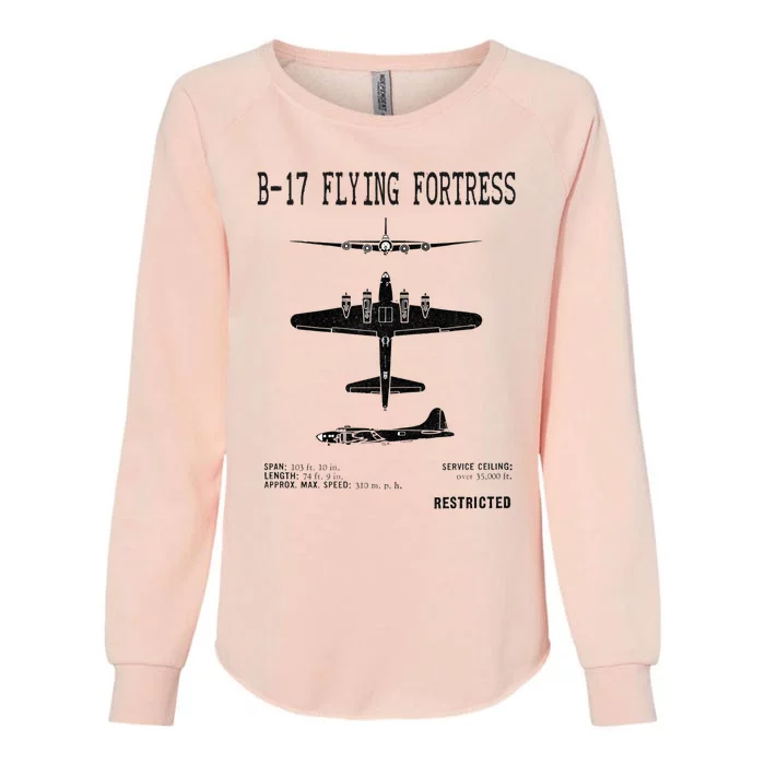 Vintage Usa Bgift17 Bomber Ww2 Warplane Bgift17 Flying Fortress Cool Gift Womens California Wash Sweatshirt