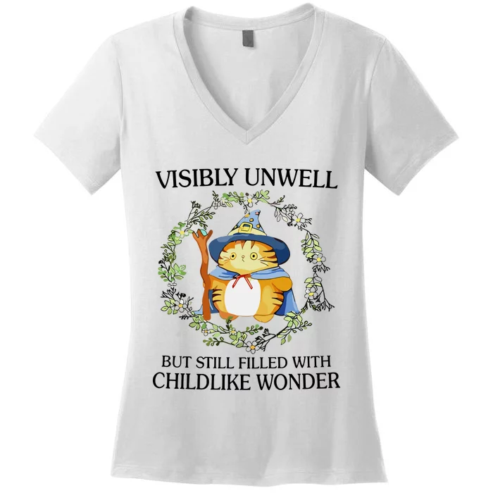 Visibly Unwell But Still Filled With Childlike Wonder Women's V-Neck T-Shirt