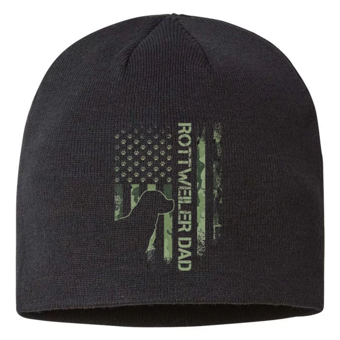 Vintage USA Camo Flag Proud Rottweiler Dad Rottie Silhouette 8 1/2in Sustainable Knit Beanie