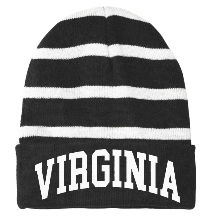 Virginia Us College Font Proud American Usa States Striped Beanie with Solid Band