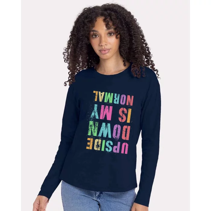 Vintage UPSIDE DOWN IS MY NORMAL Gymnastics Tumbling Tumble Womens Cotton Relaxed Long Sleeve T-Shirt