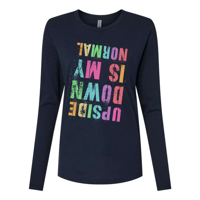 Vintage UPSIDE DOWN IS MY NORMAL Gymnastics Tumbling Tumble Womens Cotton Relaxed Long Sleeve T-Shirt