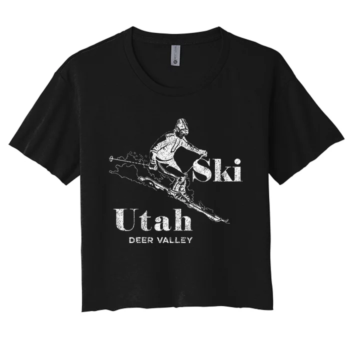 Vintage Utah Deer Valley Skiing Women's Crop Top Tee