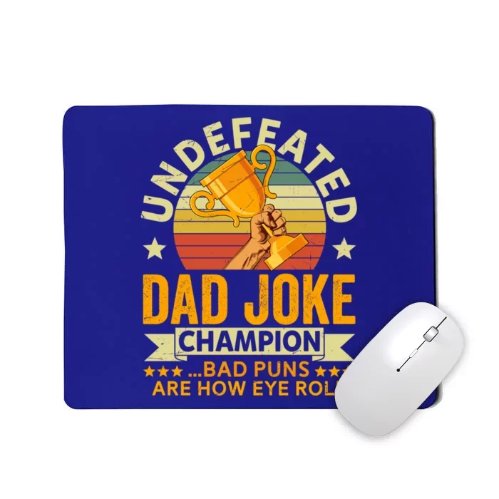 Vintage Undefeated Dad Joke Champion Bad Puns Fathers Day Cool Gift Mousepad