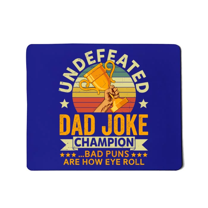 Vintage Undefeated Dad Joke Champion Bad Puns Fathers Day Cool Gift Mousepad