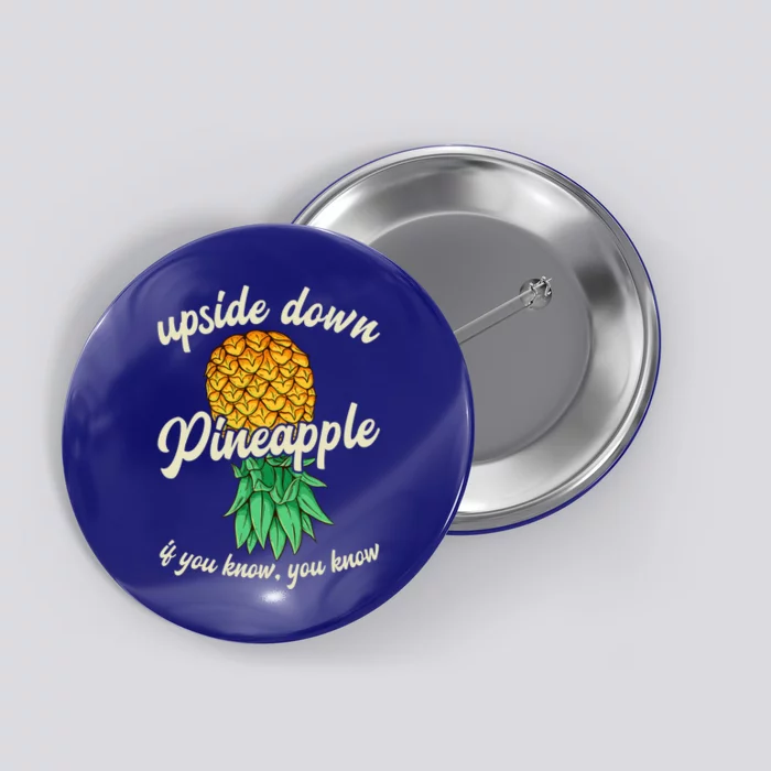 Vintage Upside Down Pineapple Subtle Swinger Gift Button