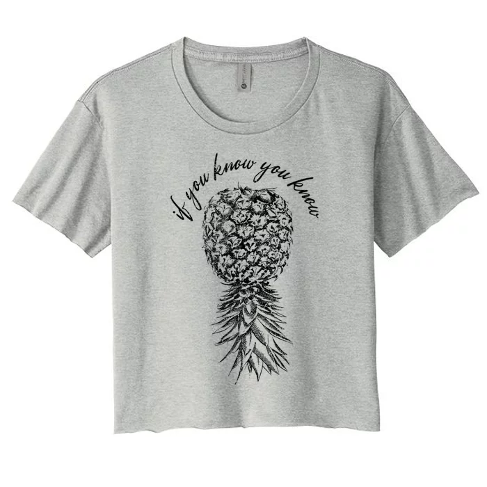 Vintage Upside Down Pineapple Subtle Swinger Gift Women's Crop Top Tee