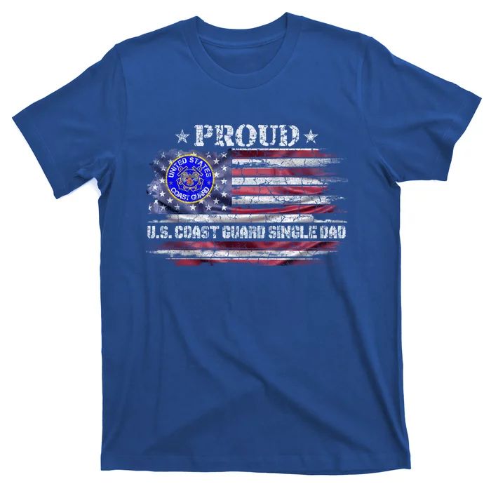 Vintage Usa Flag Proud Us Coast Guard Veteran Single Dad Gift T-Shirt