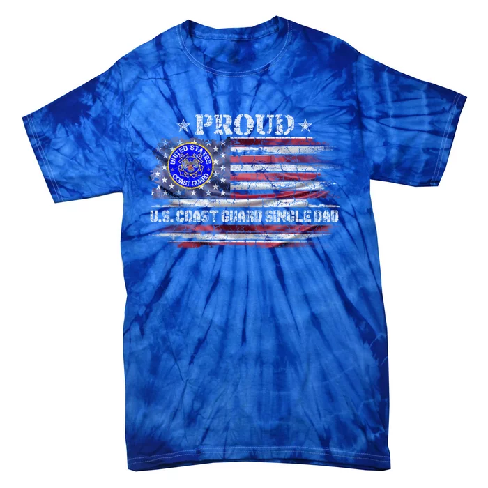 Vintage Usa Flag Proud Us Coast Guard Veteran Single Dad Gift Tie-Dye T-Shirt