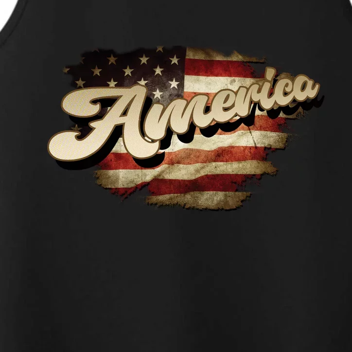 Vintage USA Flag Patriotic Performance Tank