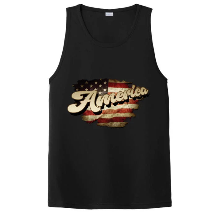 Vintage USA Flag Patriotic Performance Tank