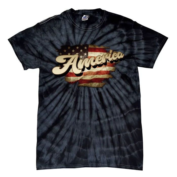 Vintage USA Flag Patriotic Tie-Dye T-Shirt