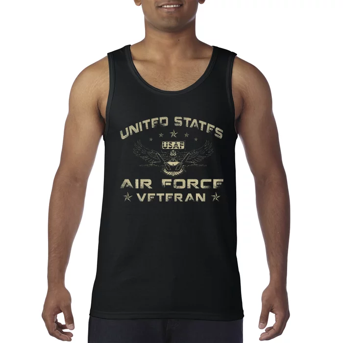 Vintage Usa Flag Proud Us Force Veteran Tank Top