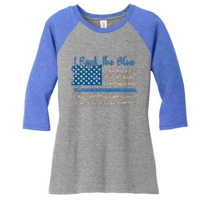 Vintage Usa Flag I Back The Blue Thin Blue Line Police Gift Women's Tri-Blend 3/4-Sleeve Raglan Shirt