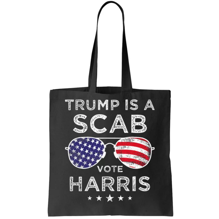 Vintage Us Flag Sunglasses Trump Is A Scab Vote Harris Tote Bag