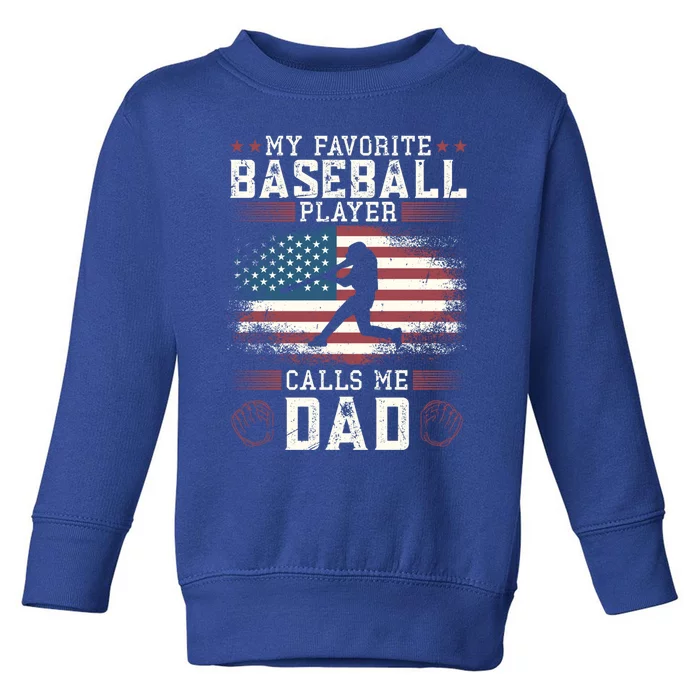 Vintage Usa Flag Design My Favorite Baseball Player Cool Gift Toddler Sweatshirt