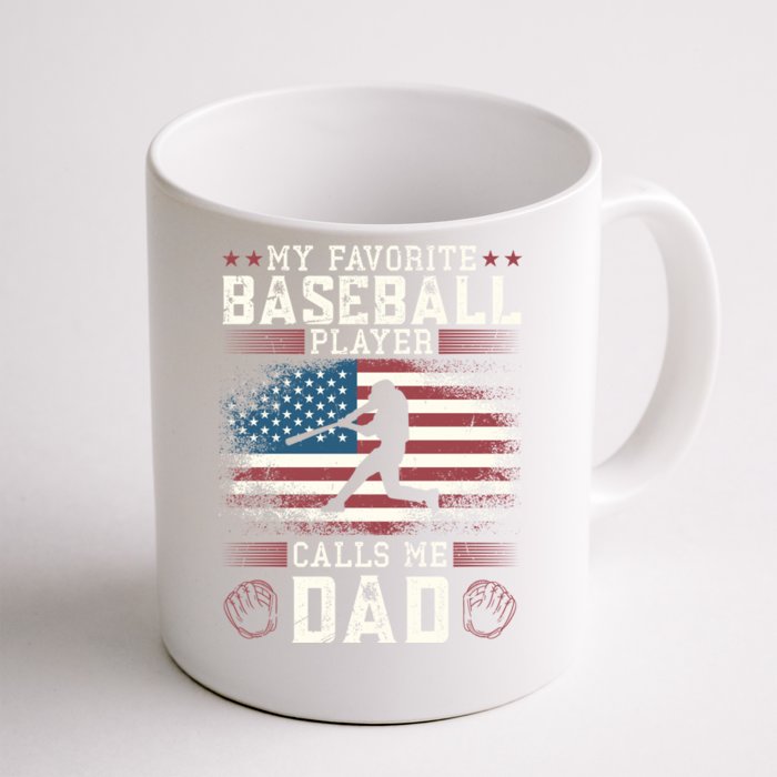 Vintage Usa Flag Design My Favorite Baseball Player Cool Gift Front & Back Coffee Mug