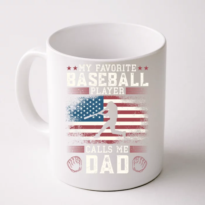 Vintage Usa Flag Design My Favorite Baseball Player Cool Gift Front & Back Coffee Mug