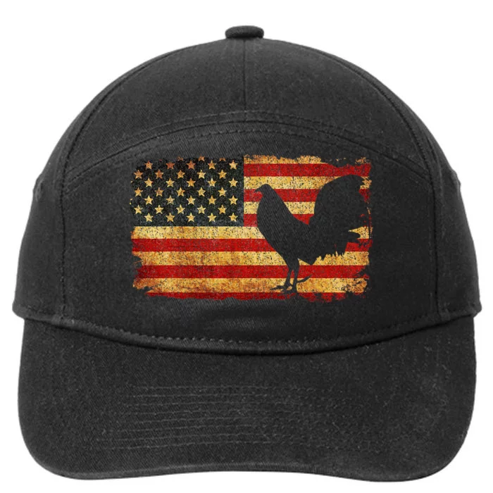 Vintage Us Flag Cock Fight 7-Panel Snapback Hat