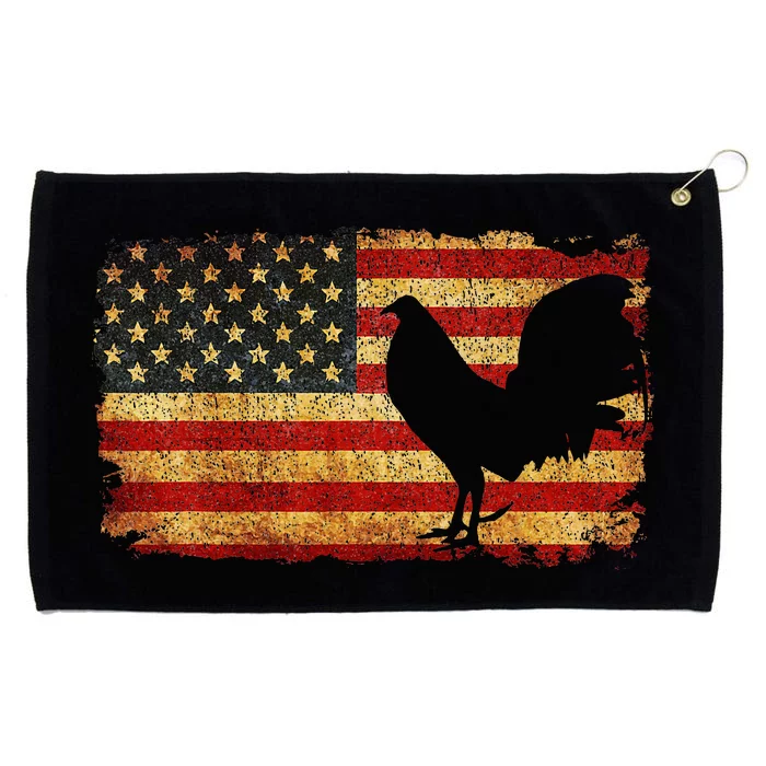 Vintage Us Flag Cock Fight Grommeted Golf Towel