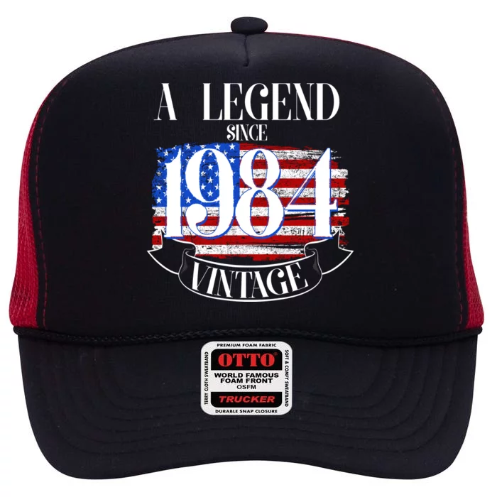 Vintage Usa Flag A Legend Since 1984 40th Birthday High Crown Mesh Trucker Hat