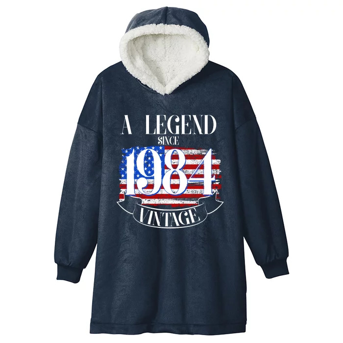 Vintage Usa Flag A Legend Since 1984 40th Birthday Hooded Wearable Blanket