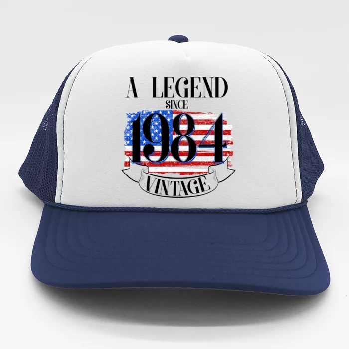 Vintage Usa Flag A Legend Since 1984 40th Birthday Trucker Hat