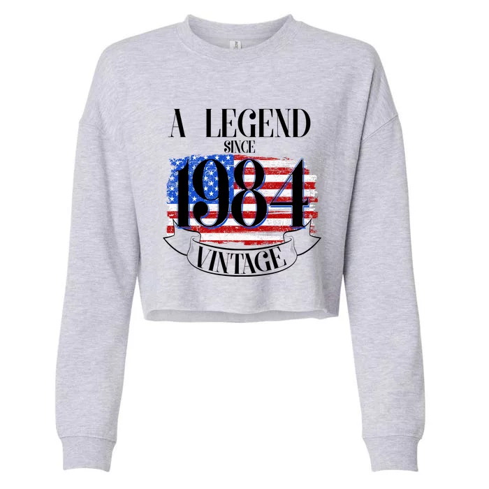 Vintage Usa Flag A Legend Since 1984 40th Birthday Cropped Pullover Crew