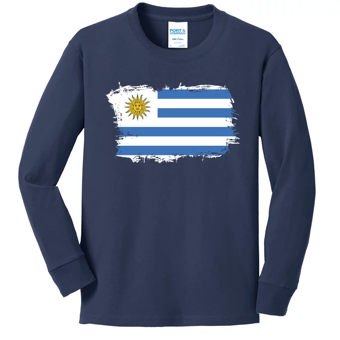 Vintage Uruguay Flag Kids Long Sleeve Shirt