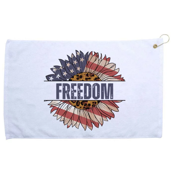 Vintage USA Flag Sunflower 4th Of July Grommeted Golf Towel