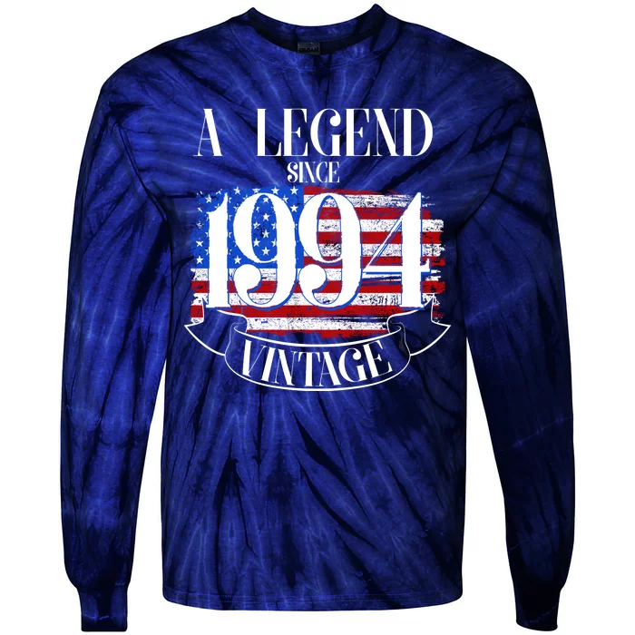 Vintage Usa Flag A Legend Since 1994 30th Birthday Tie-Dye Long Sleeve Shirt