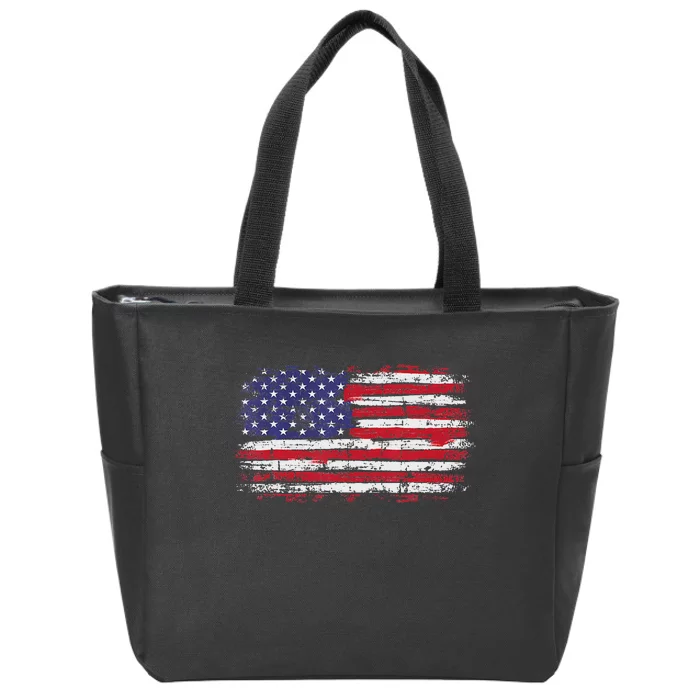 Vintage Usa Flag 4th Of July Independence Day Zip Tote Bag