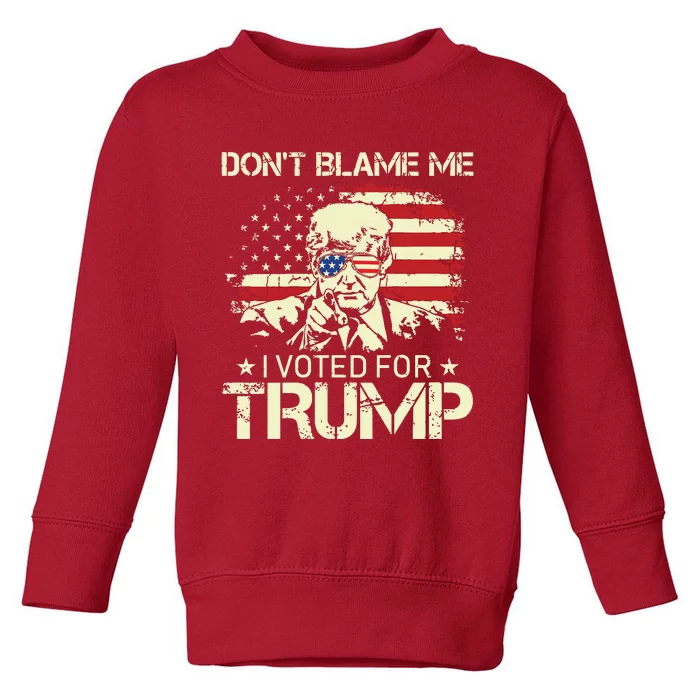 Vintage Usa Flag Dont Blame Me I Voted For Trump On Back Toddler Sweatshirt