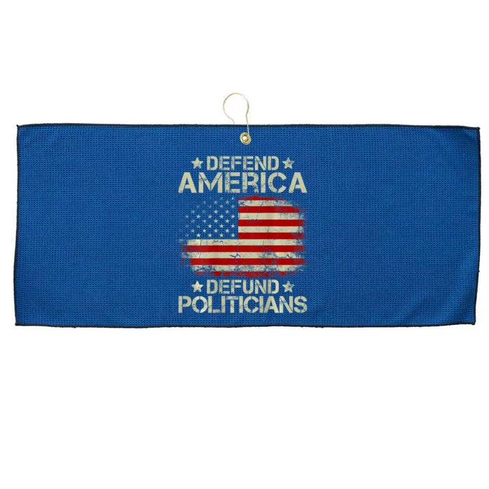 Vintage USA Flag Defend America Defund Politicians Large Microfiber Waffle Golf Towel