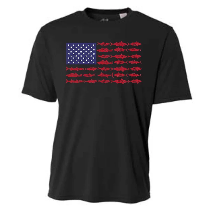 Vintage USA Fish American Flag Fishing Gifts ABS001 Cooling Performance Crew T-Shirt